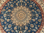 丸いセンターラグペルシャ絨毯、円形のブルー色ナイン産1810156 サイズ：円形　直径166x166CM