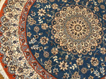 丸いセンターラグペルシャ絨毯、円形のブルー色ナイン産1810156 サイズ：円形　直径166x166CM