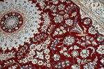 手織りイラン製リビングラグ、ペルシャ絨毯ナイン赤色21151、サイズ：234ｘ145 cm