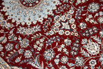 手織りイラン製リビングラグ、ペルシャ絨毯ナイン赤色21151、サイズ：234ｘ145 cm