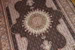 とてもかっこいいデザインの手織りペルシャ絨毯57049、black carpet tabriz、サイズ：208x153ｃｍ（フサ含まず）