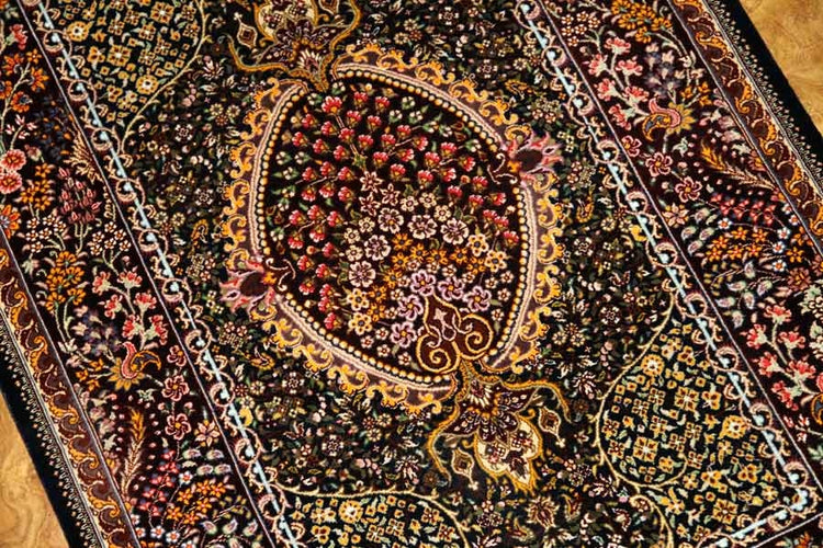 逸品の手織りペルシャ絨毯シルクの玄関マット56034、サイズ： 90x60 CM