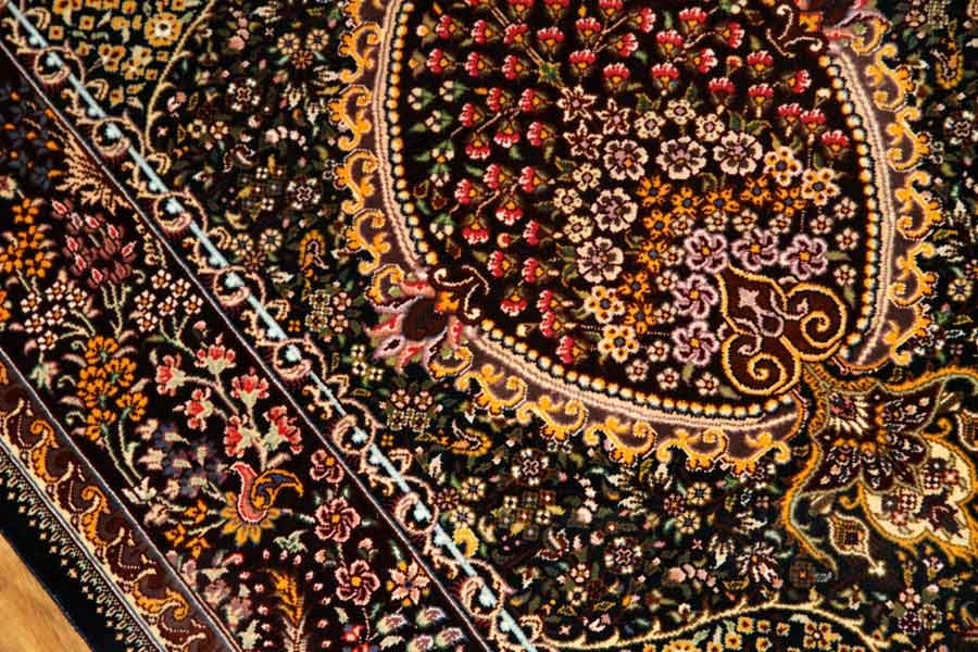 逸品の手織りペルシャ絨毯シルクの玄関マット56034、サイズ： 90x60 CM