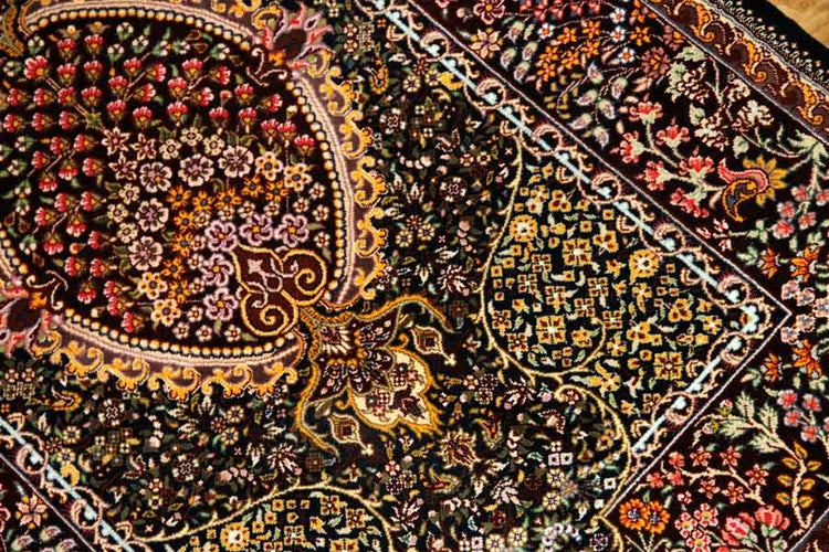 逸品の手織りペルシャ絨毯シルクの玄関マット56034、サイズ： 90x60 CM