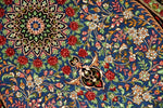 シルクのペルシャ絨毯玄関マットブルー色56041、イラン輸入、サイズ： 98x60 CM