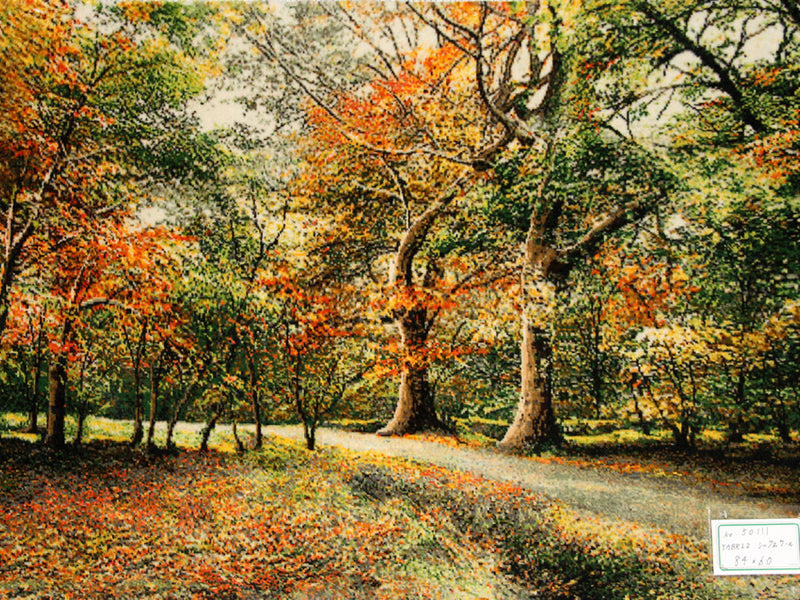 オータムの風景でペルシャ手織り絨毯50111、景色絨毯、風景絨毯、サイズ：84x60ｃｍ（フサ含まず)