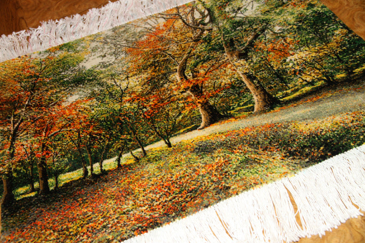 オータムの風景でペルシャ手織り絨毯50111、景色絨毯、風景絨毯、サイズ：84x60ｃｍ（フサ含まず)