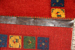 高級ギャッベシラズ産綺麗な赤色の玄関マットギャッベ18881，サイズ：122x79ｃｍ（フサ含まず）