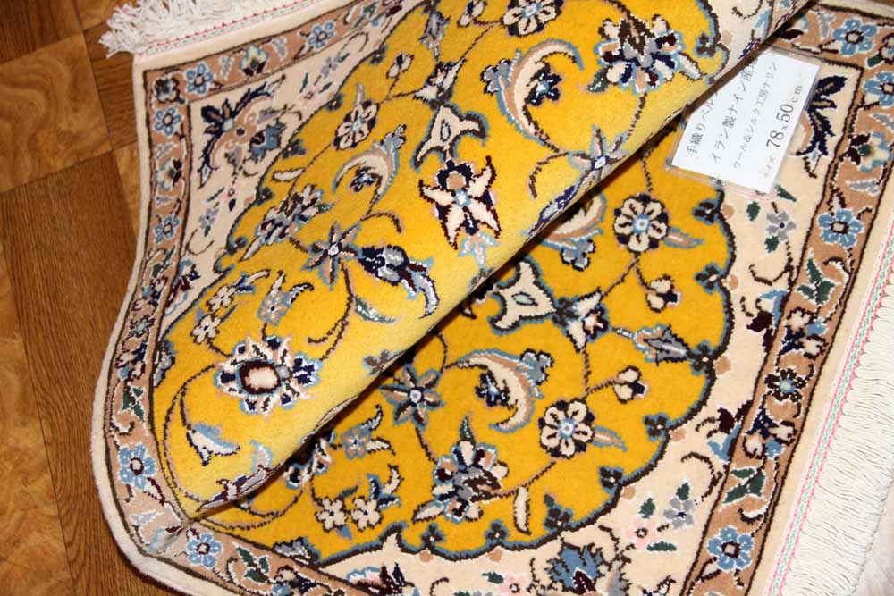 イラン輸入マンション玄関マットペルシャ絨毯ナイン産4151、サイズ：80x50