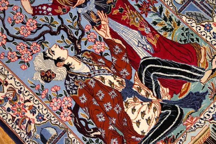 壁掛け絨毯のイスファハン産地ペルシャ50133、サイズ：115x80 CM