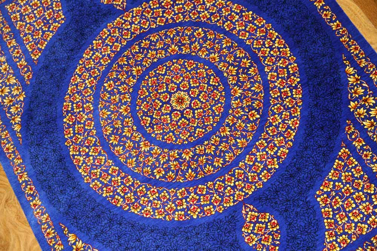 最高級手織りシルクペルシャ絨毯玄関マットクム248369、サイズ：118x80 CM