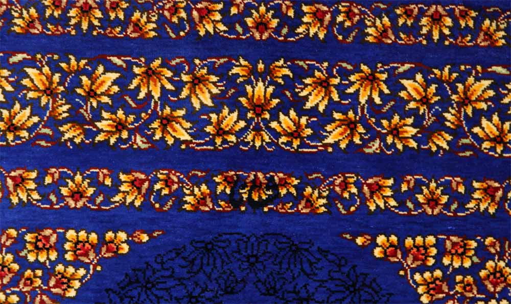 最高級手織りシルクペルシャ絨毯玄関マットクム248369、サイズ：118x80 CM