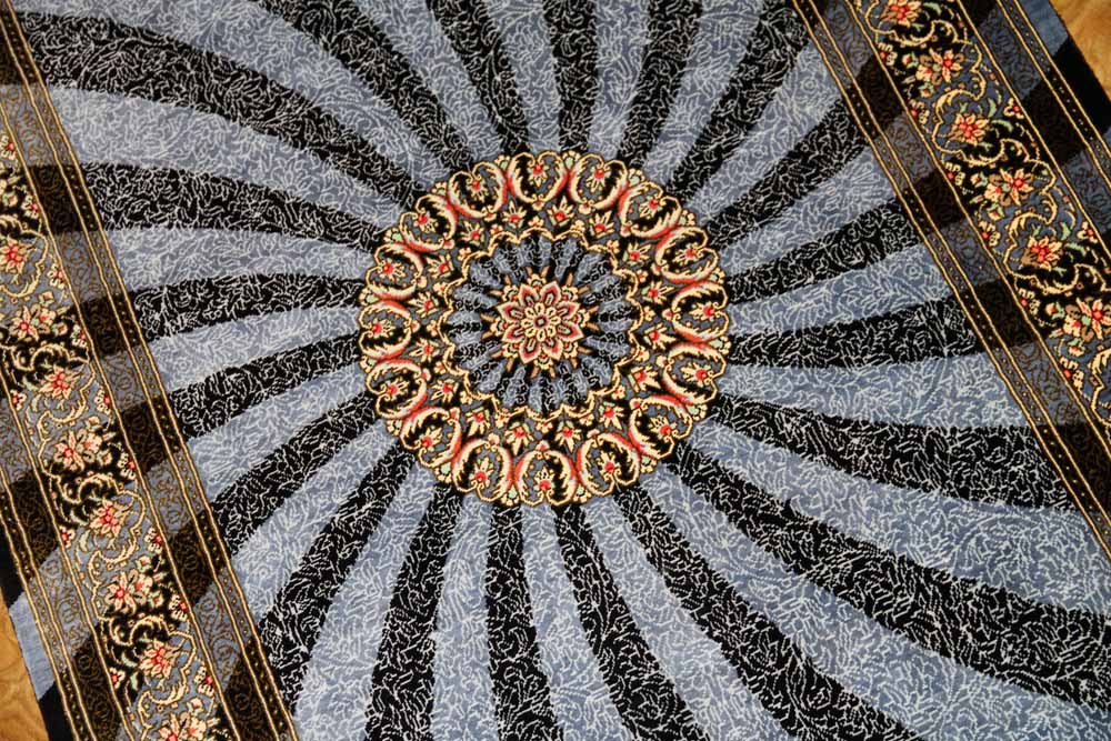 とても珍しい手織りペルシャ絨毯シルク100%,玄関マット248387,サイズ：118x80 CM
