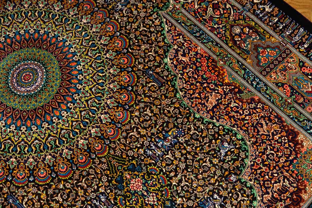 ジャムシディー有名工房センターラグ、手織りペルシャ絨毯60025,サイズ：160x101 CM (フサ含まず）