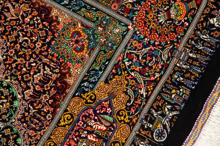ジャムシディー有名工房センターラグ、手織りペルシャ絨毯60025,サイズ：160x101 CM (フサ含まず）