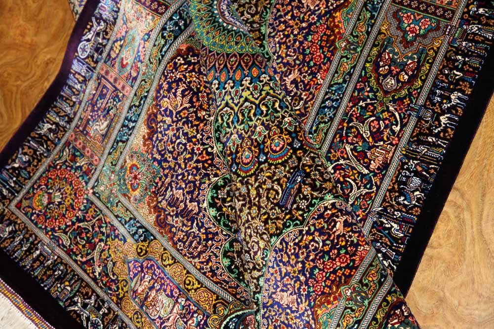 ジャムシディー有名工房センターラグ、手織りペルシャ絨毯60025,サイズ：160x101 CM (フサ含まず）