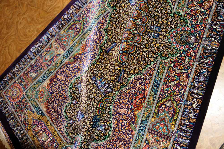 ジャムシディー有名工房センターラグ、手織りペルシャ絨毯60025,サイズ：160x101 CM (フサ含まず）