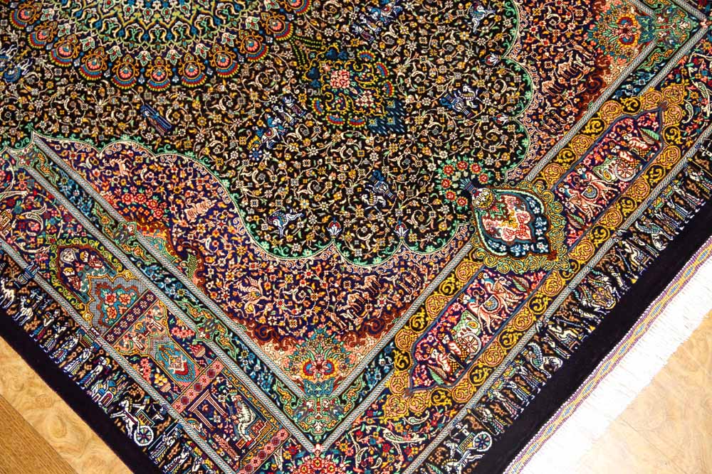 ジャムシディー有名工房センターラグ、手織りペルシャ絨毯60025,サイズ：160x101 CM (フサ含まず）