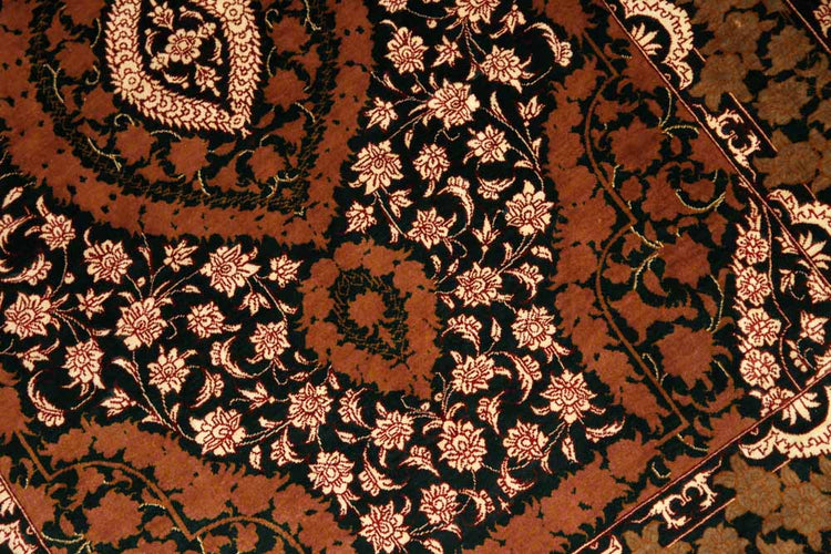 ペルシャ絨毯クム産地玄関マット31039, イラン高級ペルシャ絨毯シルクサイズ：120x80 CM