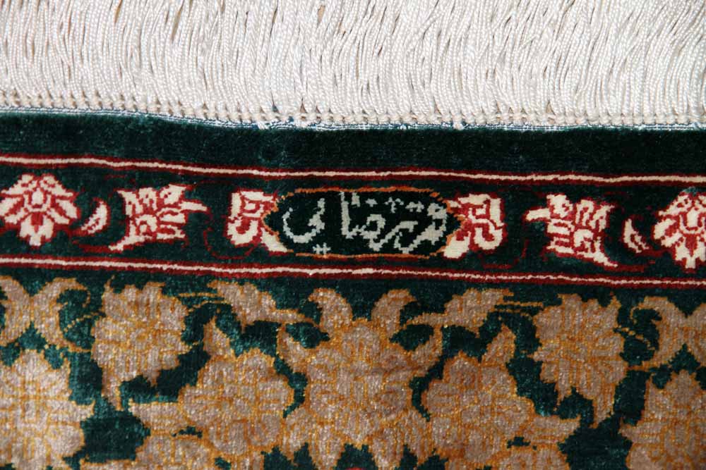 ペルシャ絨毯クム産地玄関マット31039, イラン高級ペルシャ絨毯シルクサイズ：120x80 CM