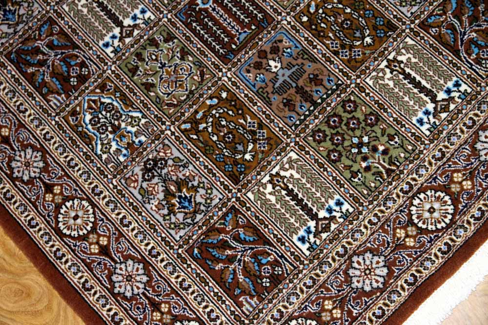 イラン製ペルシャ絨毯手織りセンターラグクムウールA167000、サイズ：150x104CM (フサを含まず)