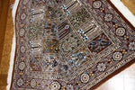 イラン製ペルシャ絨毯手織りセンターラグクムウールA167000、サイズ：150x104CM (フサを含まず)