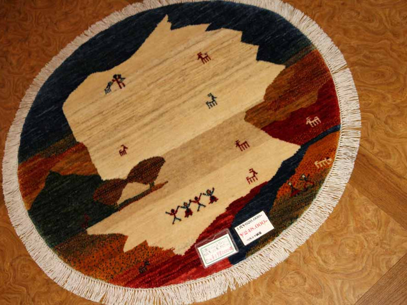 オリジナルペルシャギャッベ円形、丸のギャッベ37674 , サイズ：100x100 CM