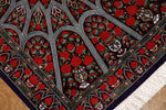 珍しいデザインの玄関マットシルクペルシャ絨毯56042、工房：RAHIMI、サイズ： 91x60 CM