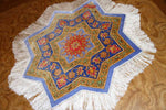 変わってるペルシャ絨毯の形星形、クムシルク57005、サイズ：50x50