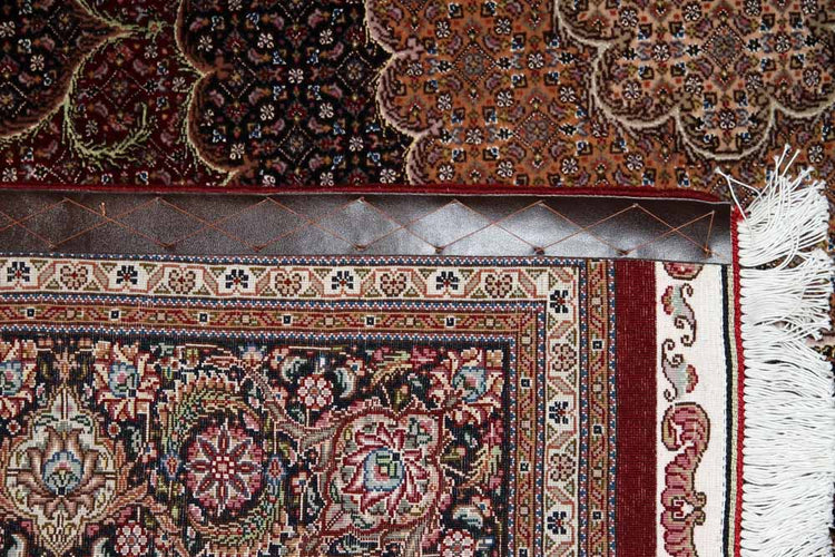正方形リビングペルシヤ絨毯タブリズ赤い75155、レッドジュウタン、サイズ：205x200 CM　（フサ含まず）