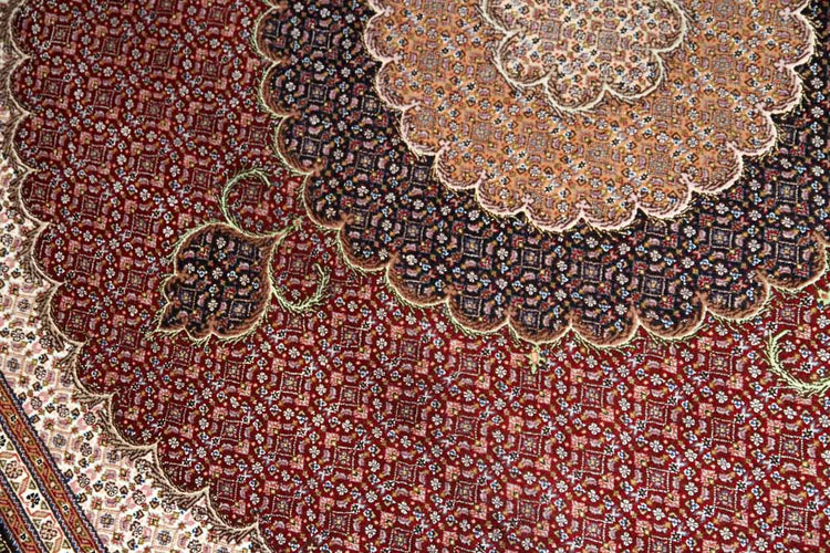正方形リビングペルシヤ絨毯タブリズ赤い75155、レッドジュウタン、サイズ：205x200 CM　（フサ含まず）
