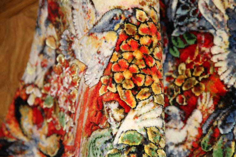 ペルシャ絨毯のタブリーズ珍しいピクチャー模様55354、farshchiyan carpet design、サイズ：80x57 CM