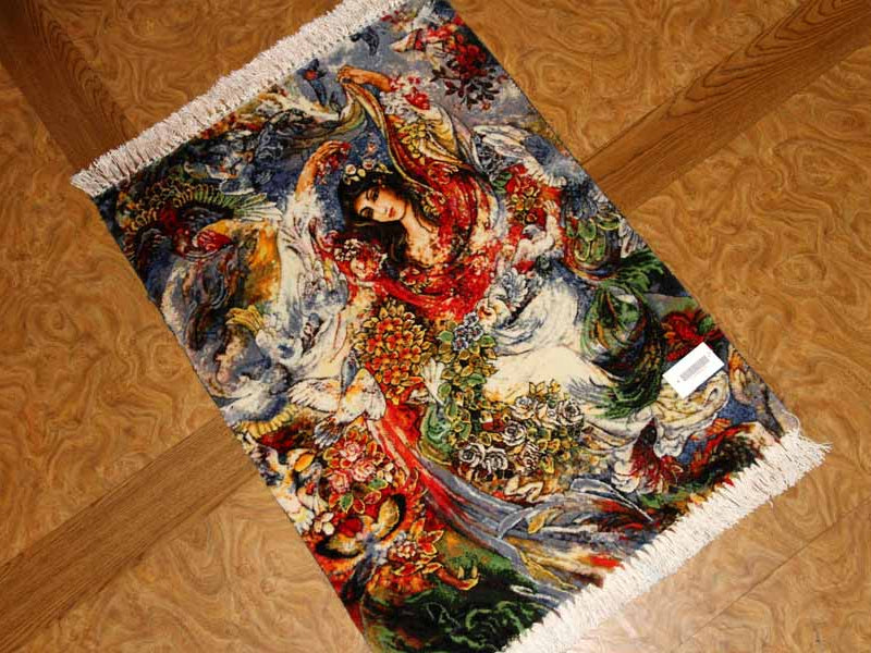 ペルシャ絨毯のタブリーズ珍しいピクチャー模様55354、farshchiyan carpet design、サイズ：80x57 CM