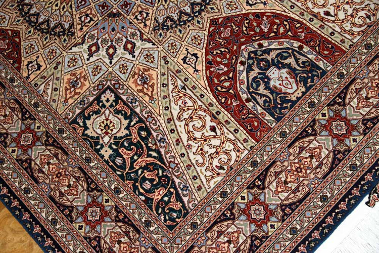 珍しいデザイン高級手織りペルシャラグ絨毯59005、サイズ：207x150　ｃｍ　（フサ含まず）
