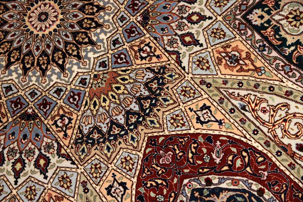 珍しいデザイン高級手織りペルシャラグ絨毯59005、サイズ：207x150　ｃｍ　（フサ含まず）