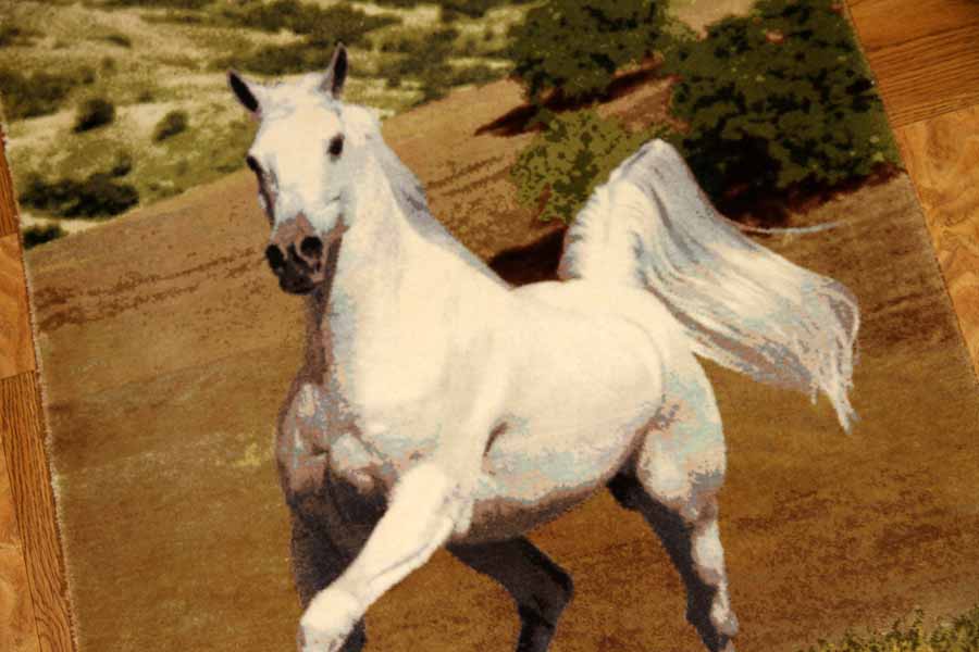 白馬絨毯、ペルシャ絨毯タブリーズピクチャー模様55357、サイズ：75x59 CM