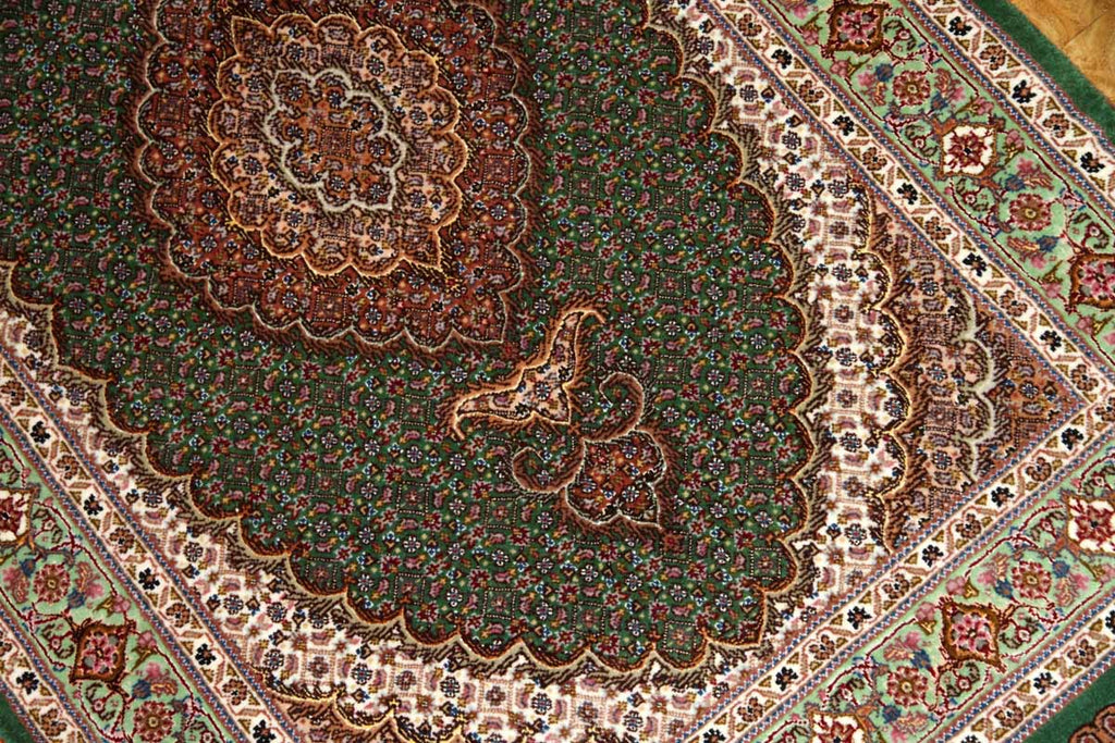 ペルシャじゅうたんタブリーズ玄関マットマヒデザイン44258、サイズ：123x82ｃｍ（フサ含まず）