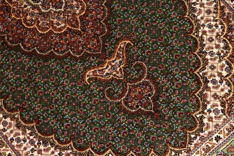 ペルシャじゅうたんタブリーズ玄関マットマヒデザイン44258、サイズ：123x82ｃｍ（フサ含まず）