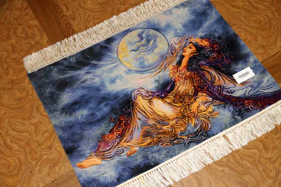 ペルシャ絨毯タブリーズタペストリー55351、ピクチャペルシャ絨毯、サイズ：73x53ｃｍ（フサ含まず、