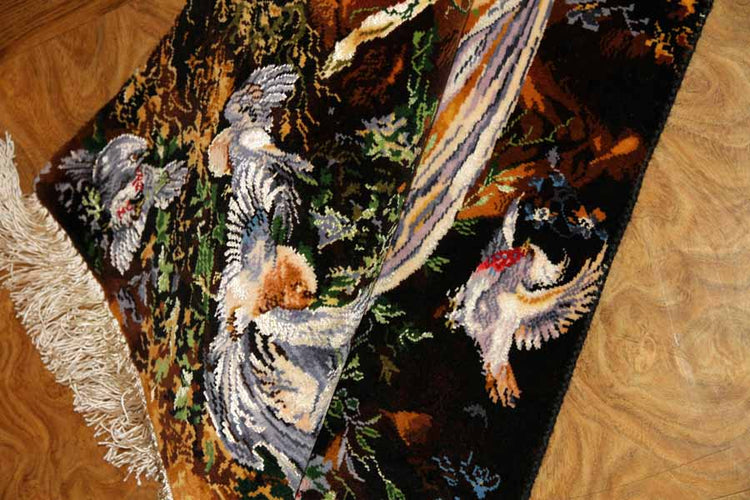 ペルシャ絨毯のタブリーズ珍しいピクチャー模様55355、サイズ：97x68ｃｍ（フサ含まず）