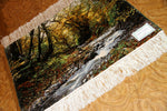 川の風景のピクチャー模様手織りペルシャ絨毯50105、carpet picure design、サイズ：71x50ｃｍ（フサ含まず）