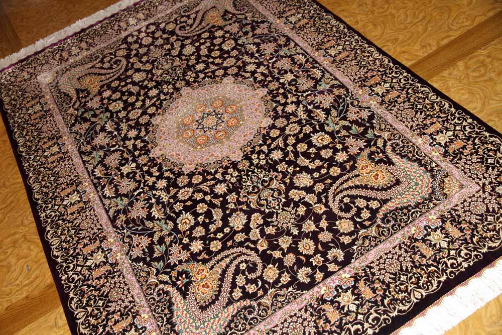 ペルシャ絨毯高級ペルシャ絨毯 クム産 シルク 64万ノット 手織り 296 
