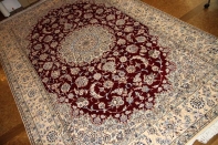 ペルシャ絨毯ナイン産地リビングサイズ300x200、6帖リビング手織りラグ